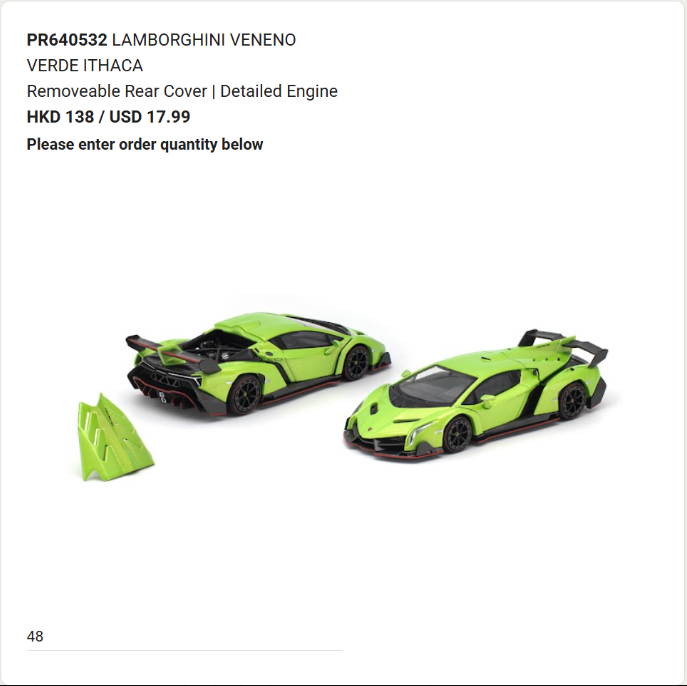 [PRE-ORDER] Arrival Timing in June 2027 or later. Pop Race Lamborghini Veneno – Verde Ithaca