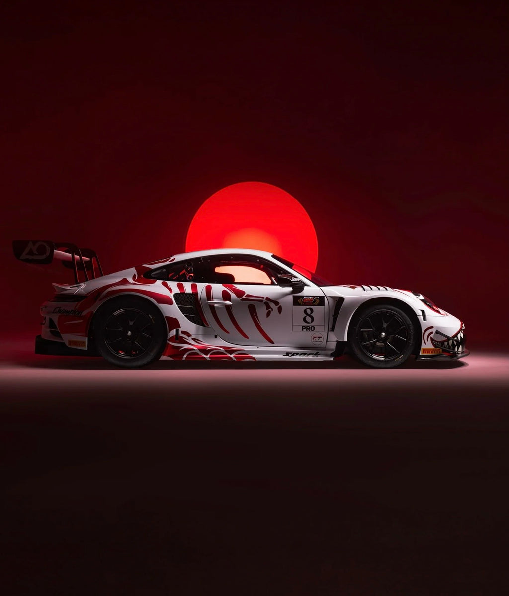 PRE-ORDER-Arrives January 31st, 2027| Spark 1:64 Porsche 911 GT3 R #8 AO Racing " Bushi Rexy" Suzuka | $34.99