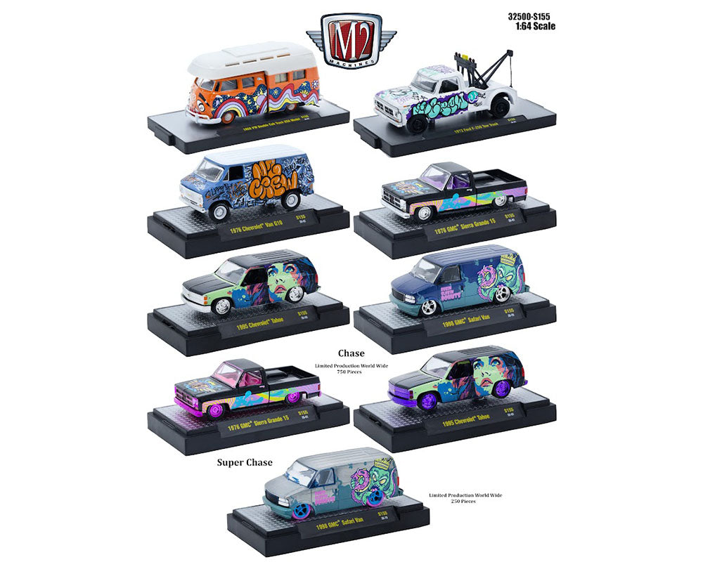 [PRE-ORDER] Estimated arrival: November 2026. M2 Machines 1:64 Graffiti Series S155 – Singles, 6-Car Sets & Sealed Cases