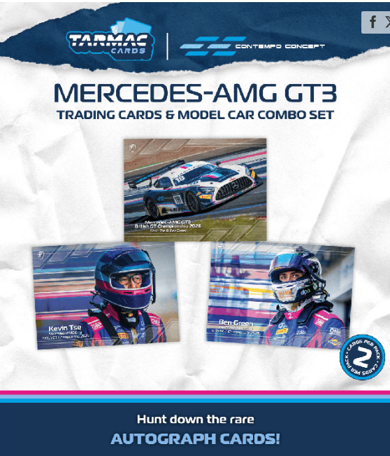 [PRE-ORDER] Estimated Arrival March 2027|Tarmac Works 1:64 Mercedes-AMG GT3 British GT Championship 2026 Kevin Tse / Ben Green Model Car + Trading Cards Combo Set- Hobb