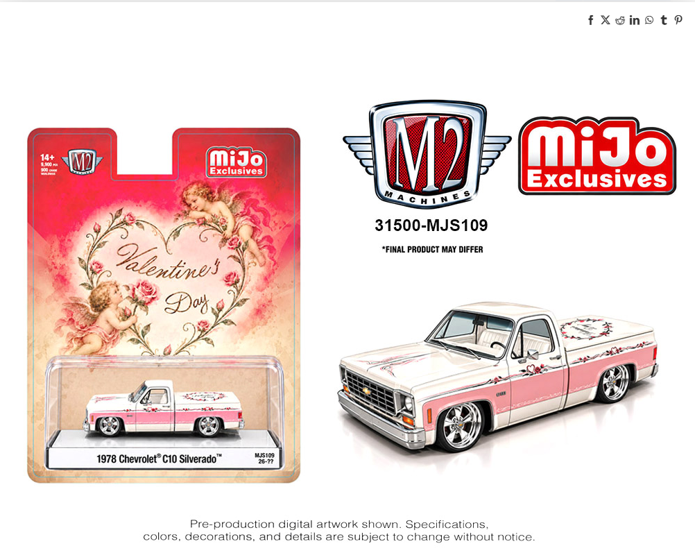 [PRE-ORDER] M2 Machines 1:64 1978 Chevrolet C10 Silverado Custom Valentine’s Day Edition – Mijo Exclusives