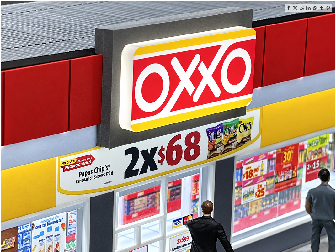 [PRE-ORDER] American Diorama 1:64 OXXO Convenient Store Illuminated LED Light (11.2″L x 11.8″W x 3.2″H)